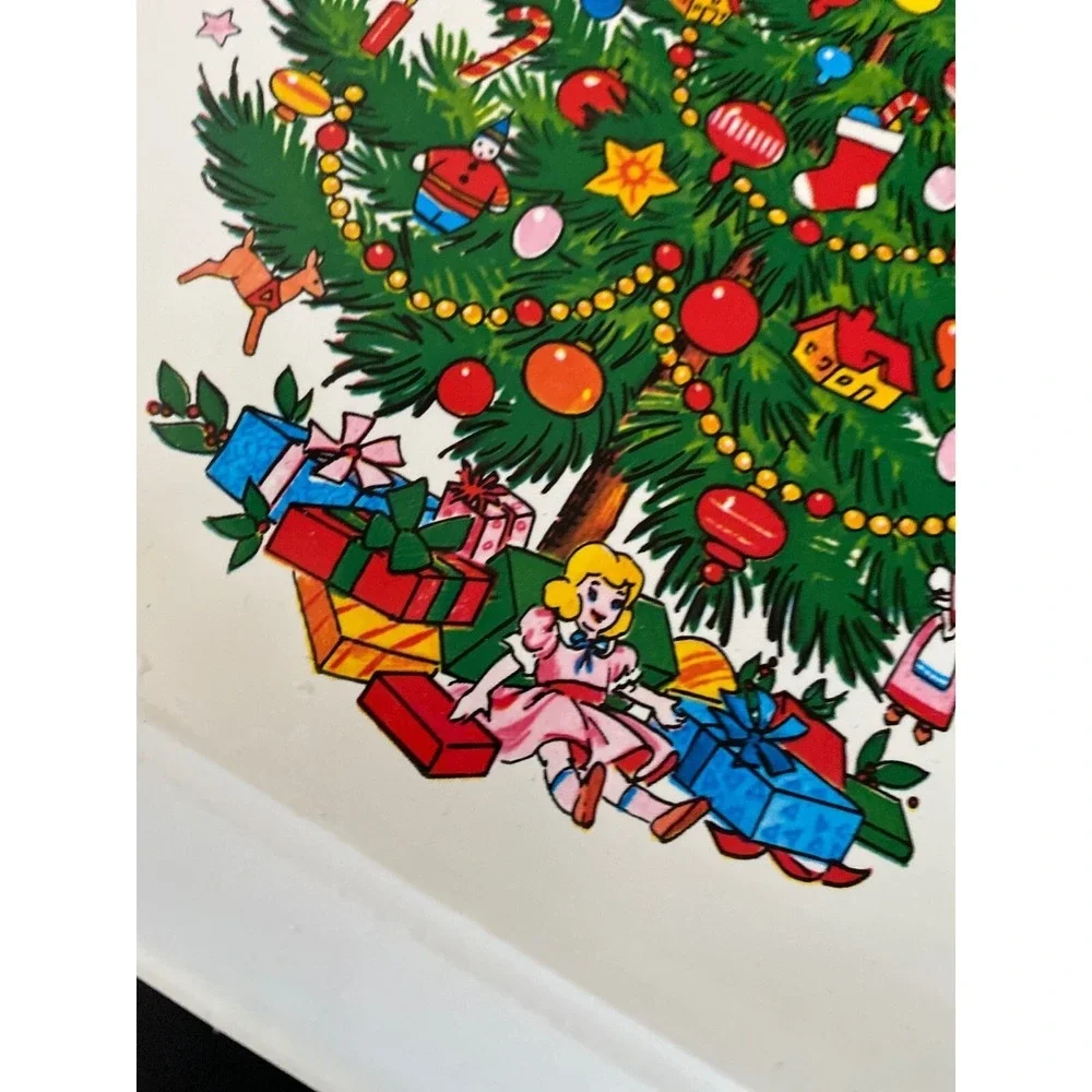Set of 2 1980's Plastic Christmas Tree Serving Trays Plates